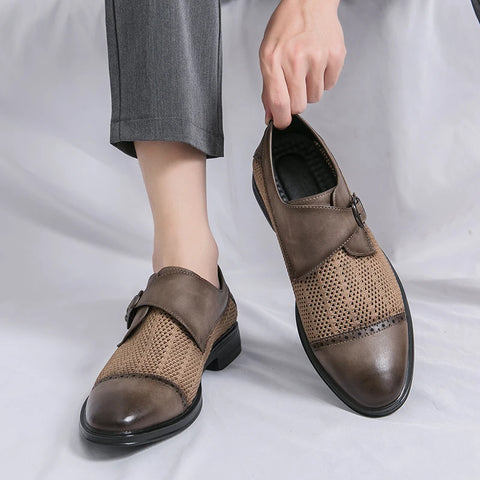 Grey Leather Formal Men Shoes | Thick Soled Oxford Shoes