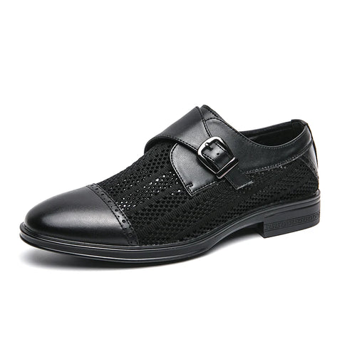Grey Leather Formal Men Shoes | Thick Soled Oxford Shoes