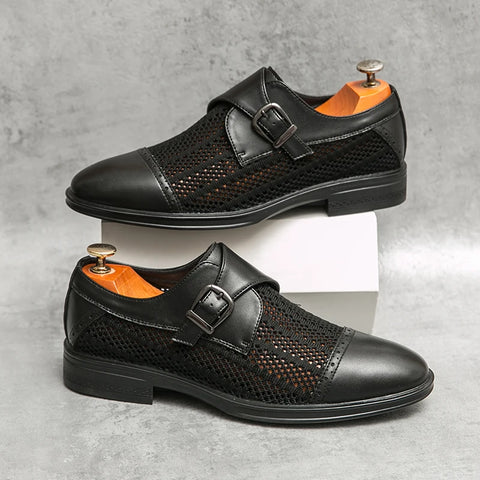 Grey Leather Formal Men Shoes | Thick Soled Oxford Shoes
