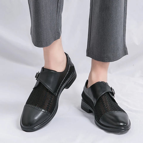 Grey Leather Formal Men Shoes | Thick Soled Oxford Shoes