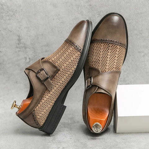Grey Leather Formal Men Shoes | Thick Soled Oxford Shoes
