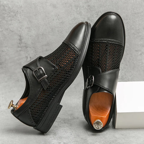 Grey Leather Formal Men Shoes | Thick Soled Oxford Shoes