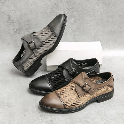 Grey Leather Formal Men Shoes | Thick Soled Oxford Shoes