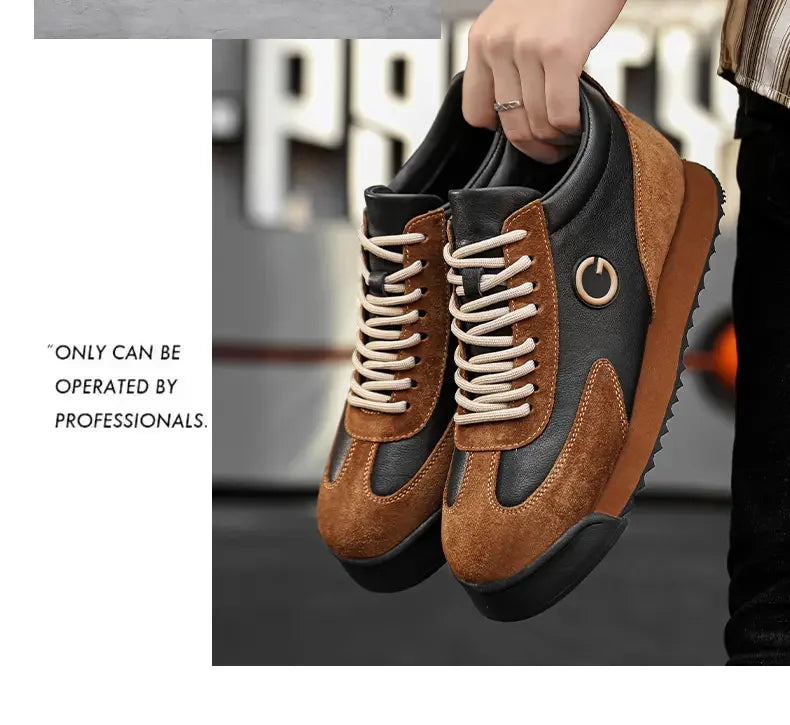 High Fashion Leather Casual Shoes | Outdoor Chunky Sneakers British Style | MenAddicts