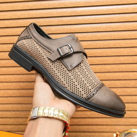 Grey Leather Formal Men Shoes | Thick Soled Oxford Shoes