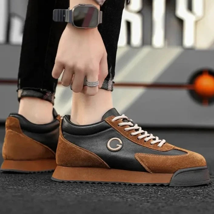 High Fashion Leather Casual Shoes | Outdoor Chunky Sneakers British Style | MenAddicts