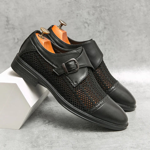 Grey Leather Formal Men Shoes | Thick Soled Oxford Shoes
