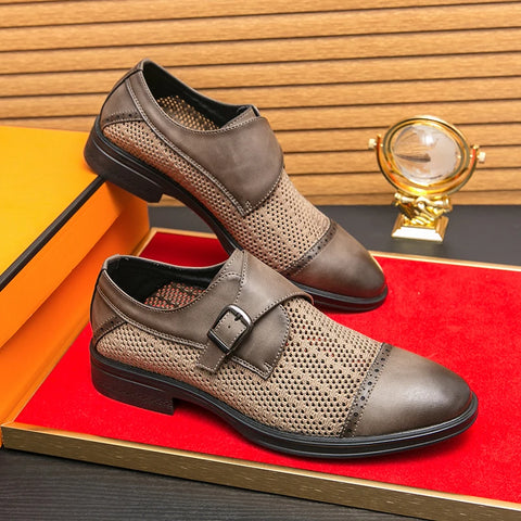 Grey Leather Formal Men Shoes | Thick Soled Oxford Shoes