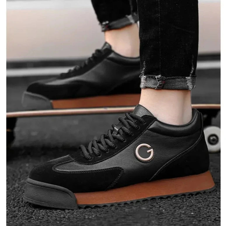 High Fashion Leather Casual Shoes | Outdoor Chunky Sneakers British Style | MenAddicts