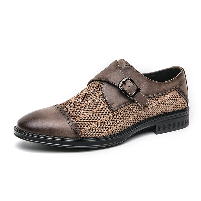 Grey Leather Formal Men Shoes | Thick Soled Oxford Shoes