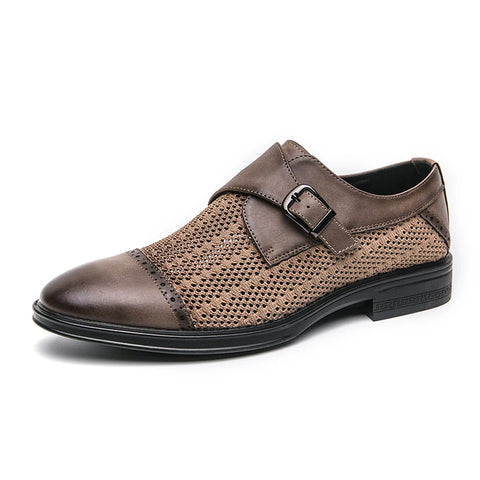 Grey Leather Formal Men Shoes | Thick Soled Oxford Shoes