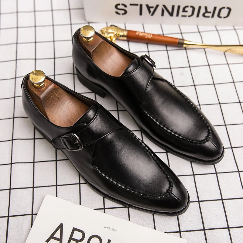Men Leather Fashion Luxury Wedding Shoes | Men  Classic Buckle Loafers