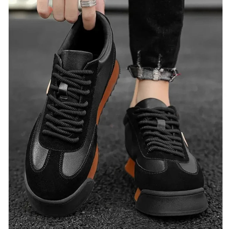 High Fashion Leather Casual Shoes | Outdoor Chunky Sneakers British Style | MenAddicts