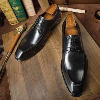 Handmade Brown Leather Oxfords Leather dress shoes, Men square toe formal  shoes